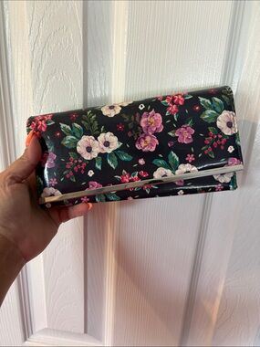 Floral Black Clutch Wallet - Elegant Evening Bag